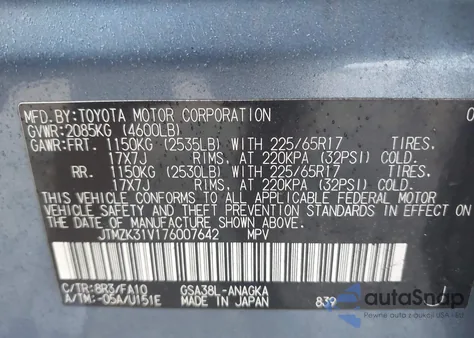 2007 Toyota Rav4 Limited V6 z USA, uszkodzony, nr VIN JTMZK31V176007642